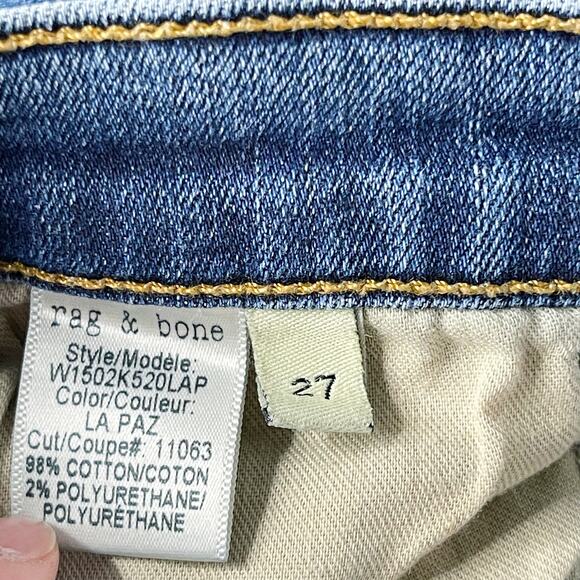 Rag & Bone Womens 27 The Skinny Jeans in La Paz Medium Wash Ripped Distressed - Picture 11 of 12